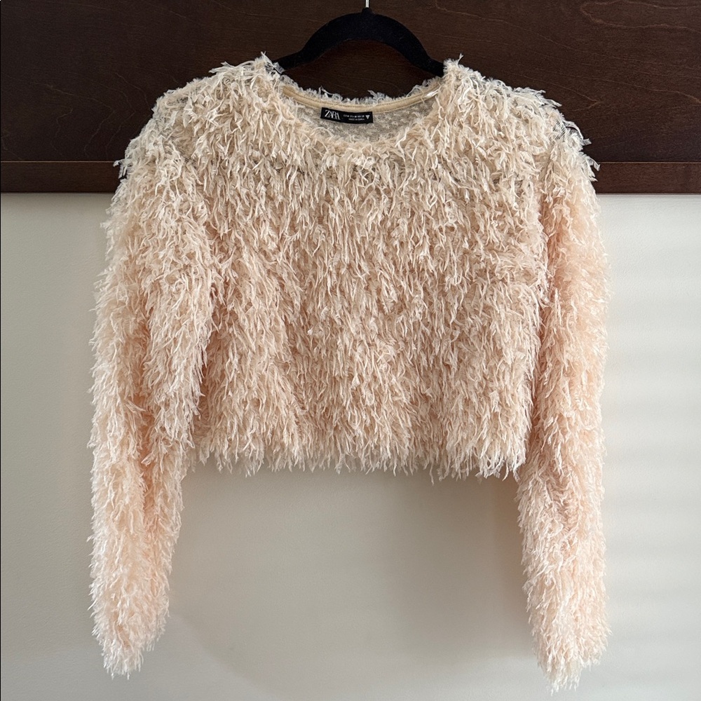 Zara Soft Beige Textured Sweater